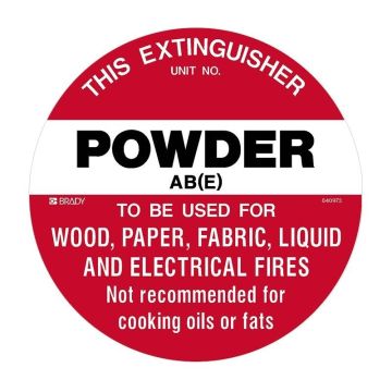 Fire Safety Marker Disc - Powder AB(E) - 200mm (Dia), Polypropylene