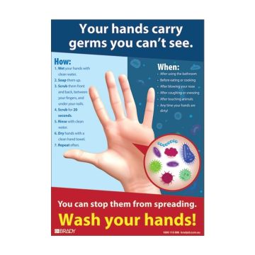 How And When To Wash Your Hands Informational Poster - A2 - 420mm (W) x 594mm (H), Polypropylene Poster