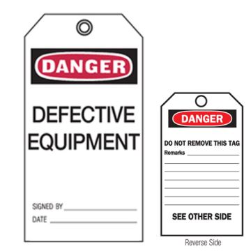 Accident Prevention Tag - Danger Defective Equipment.