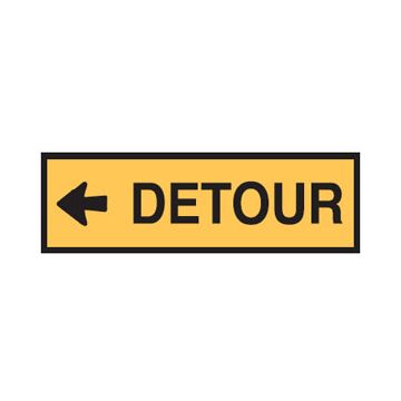 Arrow Left Detour Sign - 1200mm (W) x 300mm (H), Metal