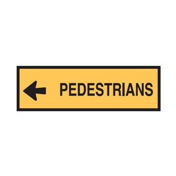 Arrow Left Pedestrians Sign - 1200mm (W) x 300mm (H), Metal, Class 2 (100) Reflective