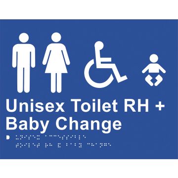 Braille Sign Unisex Toilet RH + Baby Change