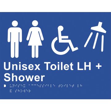 Braille Sign Unisex Toilet LH + Shower