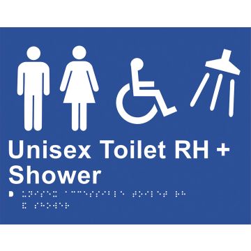 Braille Sign Unisex Toilet RH + Shower