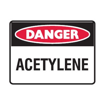 Danger Acetylene Sign - 250mm (W) x 180mm (H), Self-Adhesive Vinyl
