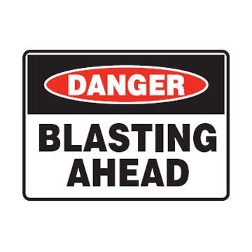 Danger Blasting Ahead Sign - 900mm (W) x 600mm (H), Metal