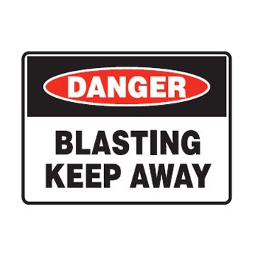 Danger Blasting Keep Away Sign - 600mm (W) x 450mm (H), Metal