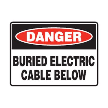 Danger Buried Electric Cable Below Sign - 200mm (W) x 150mm (H), Metal