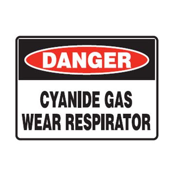 Danger Cyanide Gas Wear Respirator Sign - 600mm (W) x 450mm (H), Metal