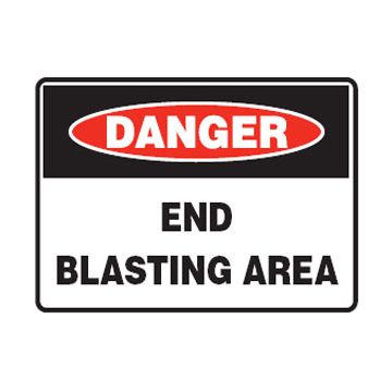 Danger End Blasting Area Sign - 1200mm (W) x 450mm (H), Metal
