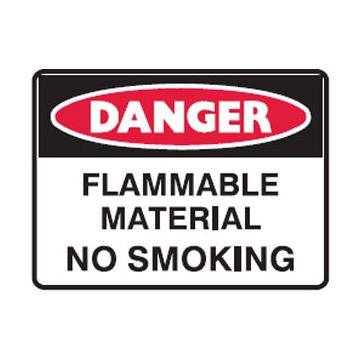 Danger Flammable Material No Smoking Sign - 450mm (W) x 300mm (H), Metal