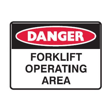 Danger Forklift Operating Area Sign - 600mm (W) x 450mm (H), Metal