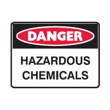 Danger Hazardous Chemicals Sign - 250mm (W) x 180mm (H), Self-Adhesive Vinyl