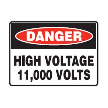 Danger High Voltage 11,000 Volts Sign