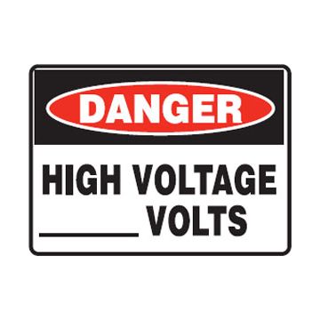 Danger High Voltage Blank Volts Sign - 450mm (W) x 300mm (H), Metal