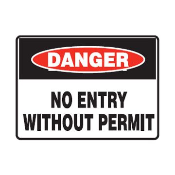 Danger No Entry Without Permit Sign - 450mm (W) x 300mm (H), Metal