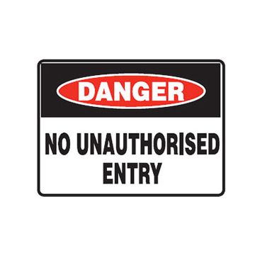 Danger No Unauthorised Entry Sign - 450mm (W) x 300mm (H), Metal, Class 2 (100) Reflective
