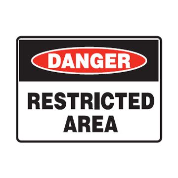Danger Restricted Area Sign - 450mm (W) x 300mm (H), Metal