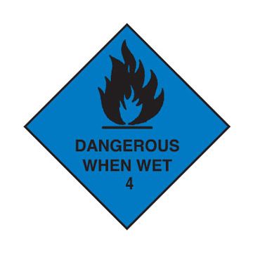 Dangerous Goods Sign - Dangerous When Wet Class 4.3, Blue/Black