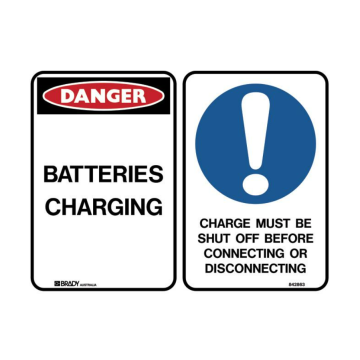 Multiple Message Sign - Batteries Charging Charge Must be Shut Off Before Connecting Or Disconnecting