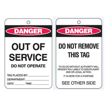 Economy Lockout Tags - Danger Out Of Service Do Not Operate