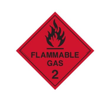 Dangerous Goods Sign - Flammable Gas 2 - 300mm (W) x 300mm (H), Self-Adhesive Vinyl, Class 2 (100) Reflective
