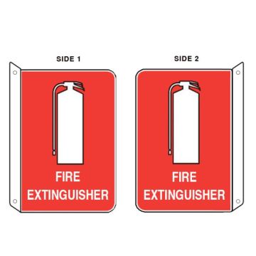 Fire Extinguisher Picto Fire Extinguisher Sign Double-Sided Wall Mount - 150mm (W) x 225mm (H), Metal