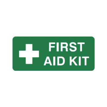 First Aid Kit Sign - 300mm (W) x 125mm (H), Self Adhesive Vinyl