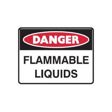 Danger Flammable Liquids Sign - 250mm (W) x 180mm (H), Self-Adhesive Vinyl