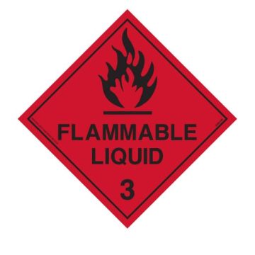 Dangerous Goods Sign - Flammable Liquid 3 - 300mm (W) x 300mm (H), Self-Adhesive Vinyl, Class 2 (100) Reflective