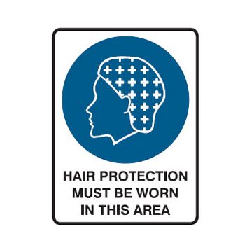 Mandatory Sign -Hair Protection Picto Hair Protection Must Be Worn In This Area