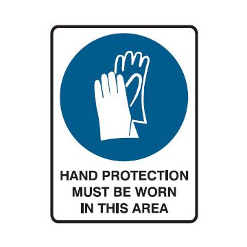 Mandatory Sign - Hand Protection Picto Hand Protection Must Be Worn In This Area Sign