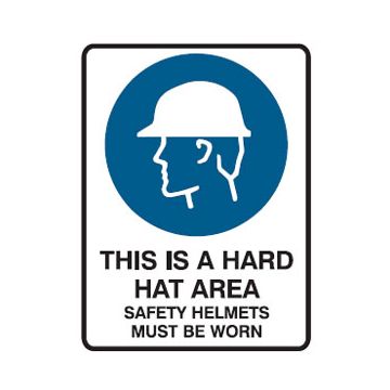 Mandatory Sign - Head Protection Picto This Is A Hard Hat Area Safety Helmets Must Be Worn