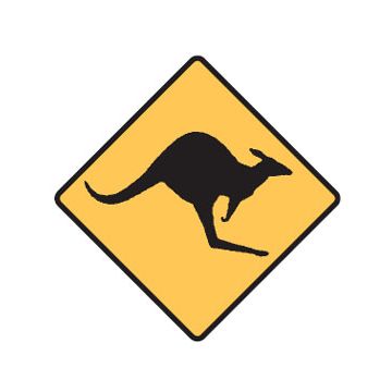 Traffic Sign Kangaroo Picto - 600mm (W) x 600mm (H), Aluminium, Class 2 (100) Reflective