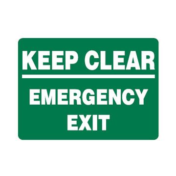 Keep Clear Emergency Exit Sign - 450mm (W) x 300mm (H), Metal