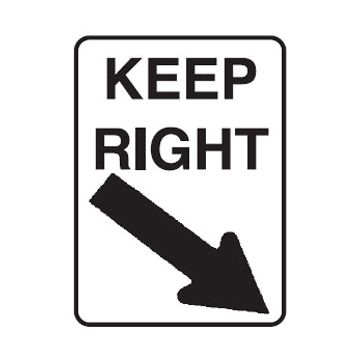 Traffic Sign Keep Right - 450mm (W) x 600mm (H) Aluminium, Class 2 (100) Reflective