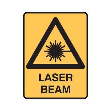 Warning Sign - Laser Beam - 300mm (W) x 450mm (H), Metal