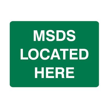 MSDS Located Here First Aid Sign, 450mm (W) x 300mm (H)