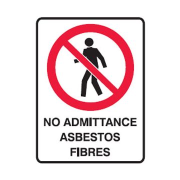 Prohibition Sign - No Entry Picto No Admittance Asbestos Fibres - 300mm (W) x 450mm (H), Metal