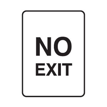 Traffic Site Safety Sign - No Exit - 450mm (W) x 600mm (H), Aluminium, Class 2 (100) Reflective