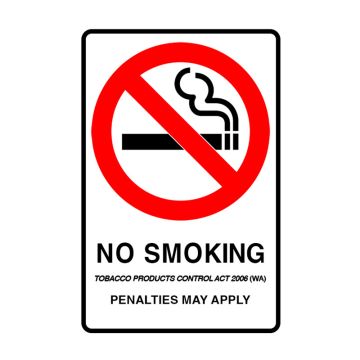 No Smoking Picto No Smoking Tobacco Products Control Act 2006 Penalties May Apply Sign