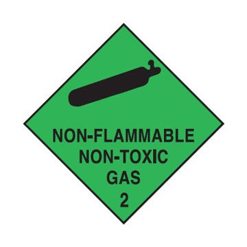 Dangerous Goods Sign - Non Flammable Non Toxic Gas Class 2, Green/Black