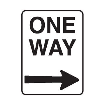 Traffic Site Safety Sign - One Way Arrow Right  - 450mm (W) x 600mm (H), Aluminium, Class 2 (100) Reflective