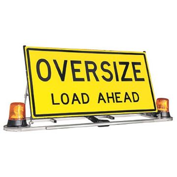 Electric Operated Oversize Load Ahead Pilot Vehicle Sign with Frame and Beacon - 1200mm (W) x 600mm (H), Metal, Class 2 Reflective