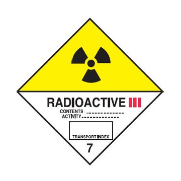 Dangerous Goods Diamond Sign - Radioactive III Class 7.2
