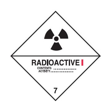 Dangerous Goods Diamond Sign - Radioactive I Class 7.1