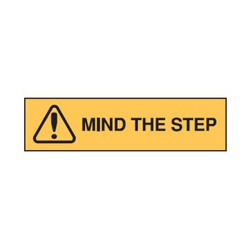 Safety Alert Picto Mind The Step Sign - 350mm (W) x 90mm (H), Self-Adhesive Vinyl