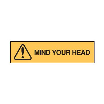 Safety Alert Picto Mind Your Head Sign - 350mm (W) x 90mm (H), Self-Adhesive Vinyl