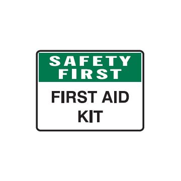 Safety First First Aid Kit Sign - 450mm (W) x 300mm (H), Metal