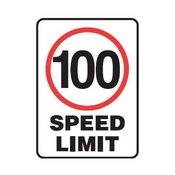 100 Speed Limit Sign - 450mm (W) x 600mm (H), Metal, Class 2 (100) Reflective